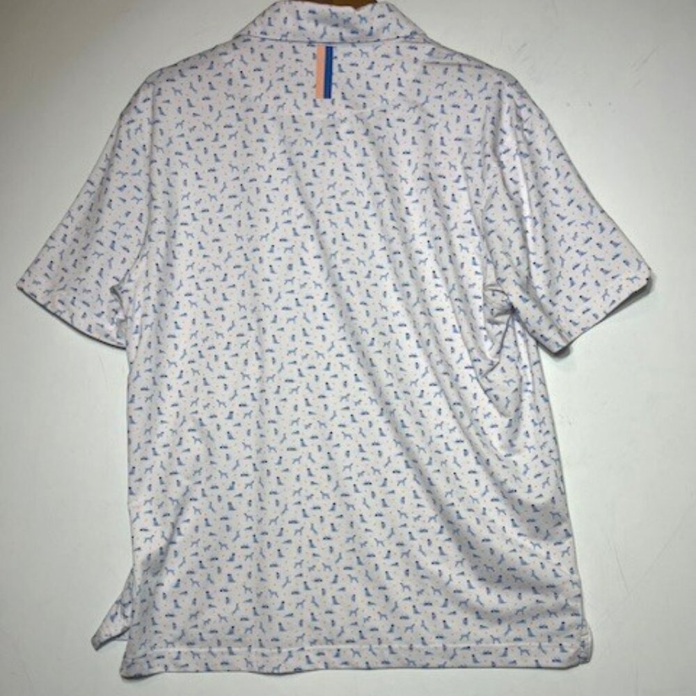 Rhoback Men's Polo Collared Blue Dog Casual White Shirt Sz M - Picture 3 of 5
